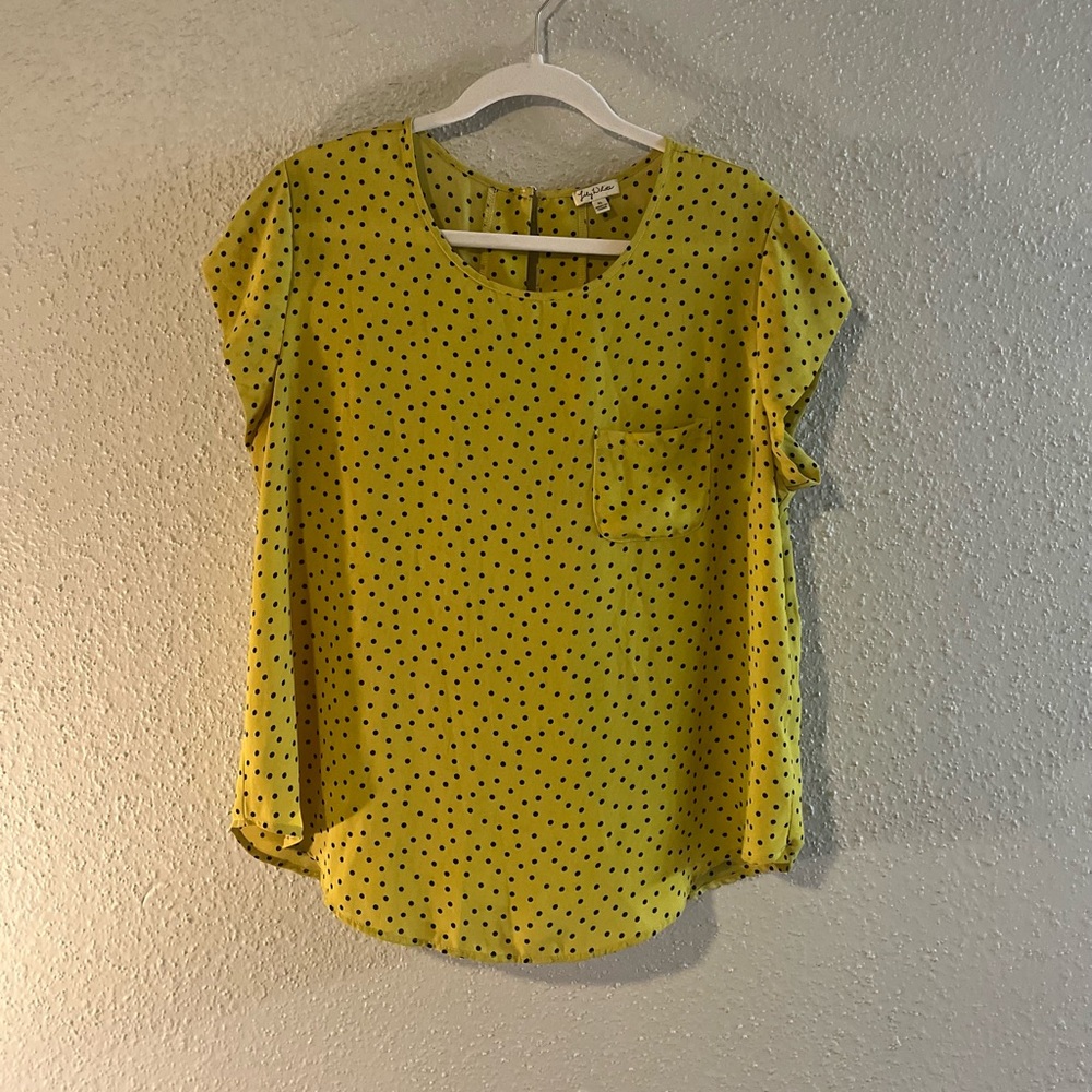 Lily White Yellow Polka-dot Blouse size LX